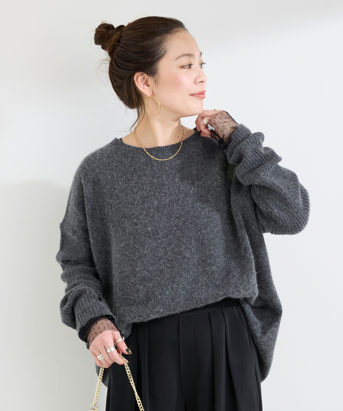 B.C STOCK(ベーセーストック)の「手洗い可 / 袖ドットシアーロンTEE(Tシャツ/カットソー・レディース・ブラウン/ホワイト/ブラック・FREE)」の7枚目の写真