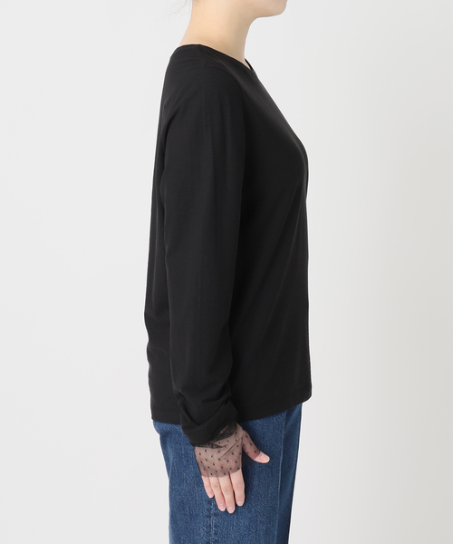 B.C STOCK(ベーセーストック)の「手洗い可 / 袖ドットシアーロンTEE(Tシャツ/カットソー・レディース・ブラウン/ホワイト/ブラック・FREE)」の15枚目の写真