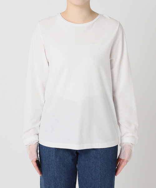 B.C STOCK(ベーセーストック)の「手洗い可 / 袖ドットシアーロンTEE(Tシャツ/カットソー・レディース・ブラウン/ホワイト/ブラック・FREE)」の20枚目の写真