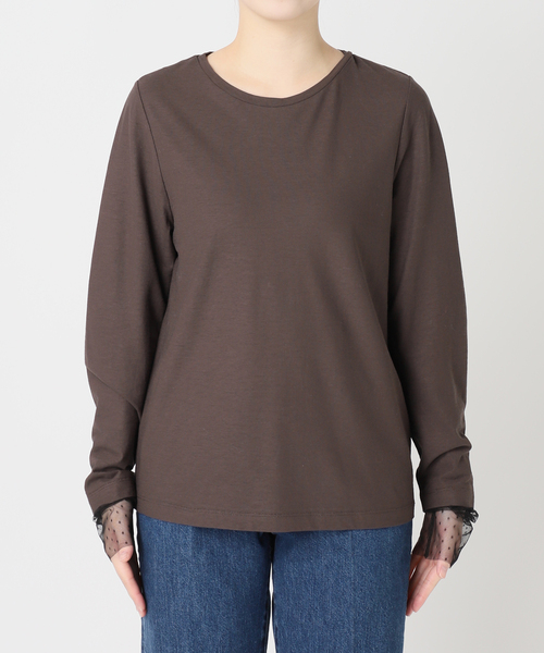 B.C STOCK(ベーセーストック)の「手洗い可 / 袖ドットシアーロンTEE(Tシャツ/カットソー・レディース・ブラウン/ホワイト/ブラック・FREE)」の22枚目の写真