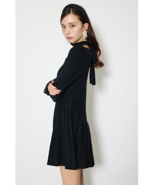 rienda(リエンダ)の「フロントビジュープリーツミニニットワンピース 秋服 冬服(ワンピース・レディース・ブラック/レッド/ホワイト・FREE)」の5枚目の写真