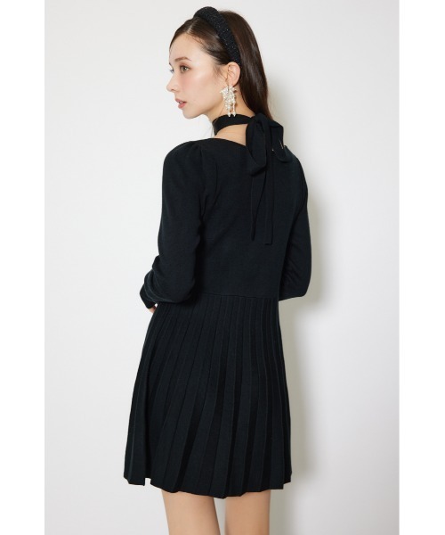 rienda(リエンダ)の「フロントビジュープリーツミニニットワンピース 秋服 冬服(ワンピース・レディース・ブラック/レッド/ホワイト・FREE)」の6枚目の写真