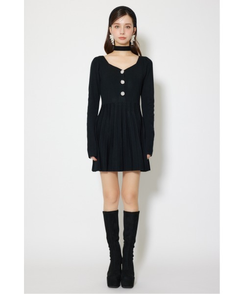 rienda(リエンダ)の「フロントビジュープリーツミニニットワンピース 秋服 冬服(ワンピース・レディース・ブラック/レッド/ホワイト・FREE)」の7枚目の写真