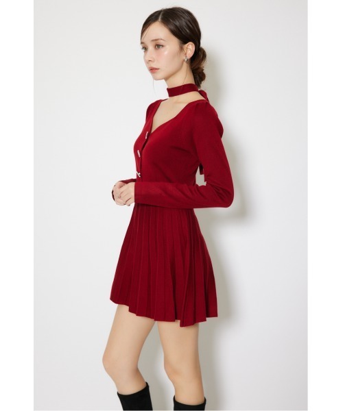 rienda(リエンダ)の「フロントビジュープリーツミニニットワンピース 秋服 冬服(ワンピース・レディース・ブラック/レッド/ホワイト・FREE)」の10枚目の写真