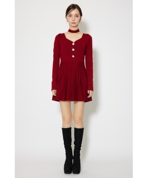 rienda(リエンダ)の「フロントビジュープリーツミニニットワンピース 秋服 冬服(ワンピース・レディース・ブラック/レッド/ホワイト・FREE)」の14枚目の写真