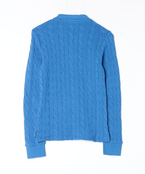 ケーブルニット コットン ロングスリーブ ポロシャツ（ポロシャツ