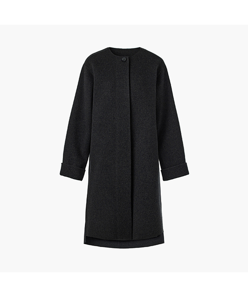 Handmade Cashmere Blend Muffler Coat Charcoal