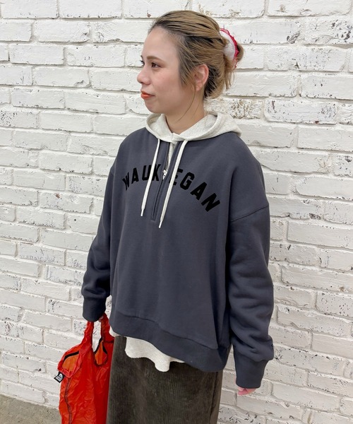 PUAL CE CIN（ピュアルセシン）の「ワッフルレイヤードパーカー（パーカー・レディース・チャコールグレー/オートミール・FREE）」の2枚目の写真