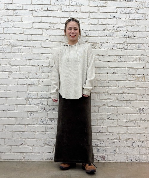 PUAL CE CIN（ピュアルセシン）の「ワッフルレイヤードパーカー（パーカー・レディース・チャコールグレー/オートミール・FREE）」の3枚目の写真