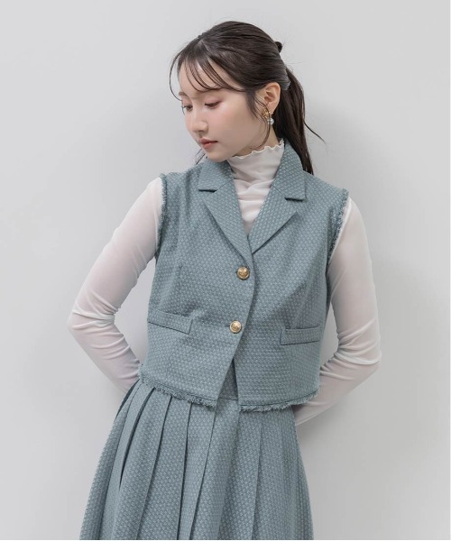 RANDA(ランダ)の「フリンジジレ&プリーツスカートセットアップ(ワンピース・レディース・ブルー/ホワイト/インディゴブルー・1/0)」の22枚目の写真