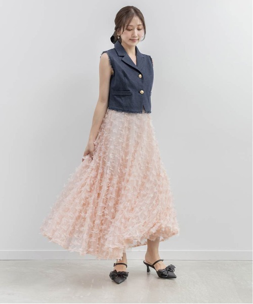 RANDA(ランダ)の「フリンジジレ&プリーツスカートセットアップ(ワンピース・レディース・ブルー/ホワイト/インディゴブルー・1/0)」の5枚目の写真