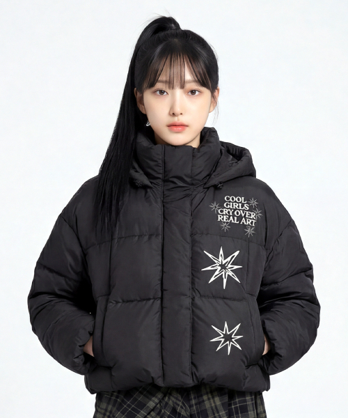 ARTISTWEAR（アーティストウェア）の「[3COLORS] スパークルフードクロップショートパディング（ダウンジャケット/コート・レディース・ブラウン/ブラック/クリーム・MEDIUM/LARGE）」の4枚目の写真