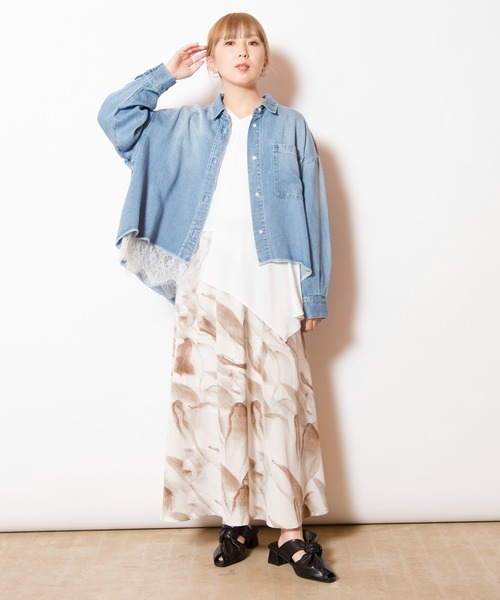 OSMOSIS（オズモーシス）の「セルロースデニムビッグシャツ（シャツ/ブラウス・レディース・ライトブルー/ブラック/ブルー・ONE SIZE）」の9枚目の写真