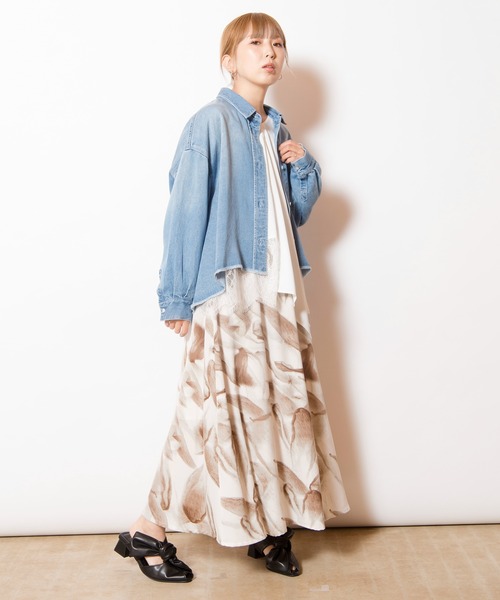 OSMOSIS（オズモーシス）の「セルロースデニムビッグシャツ（シャツ/ブラウス・レディース・ライトブルー/ブラック/ブルー・ONE SIZE）」の10枚目の写真