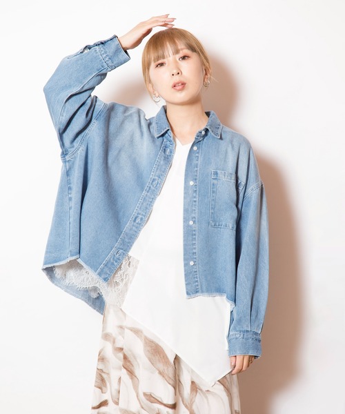 OSMOSIS（オズモーシス）の「セルロースデニムビッグシャツ（シャツ/ブラウス・レディース・ライトブルー/ブラック/ブルー・ONE SIZE）」の11枚目の写真