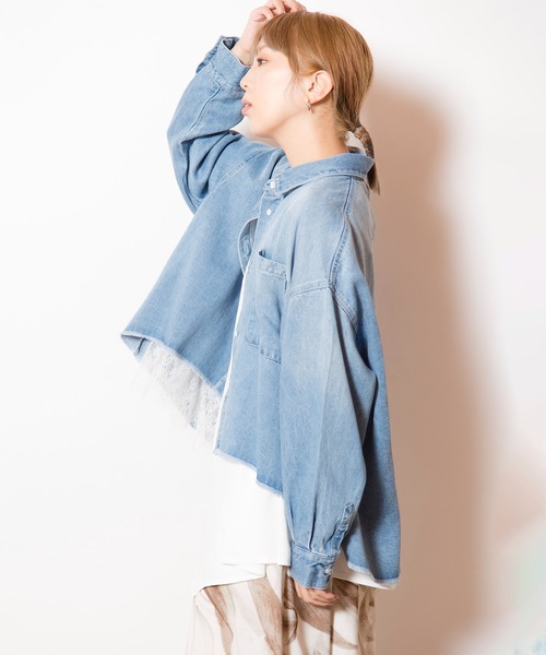 OSMOSIS（オズモーシス）の「セルロースデニムビッグシャツ（シャツ/ブラウス・レディース・ライトブルー/ブラック/ブルー・ONE SIZE）」の12枚目の写真