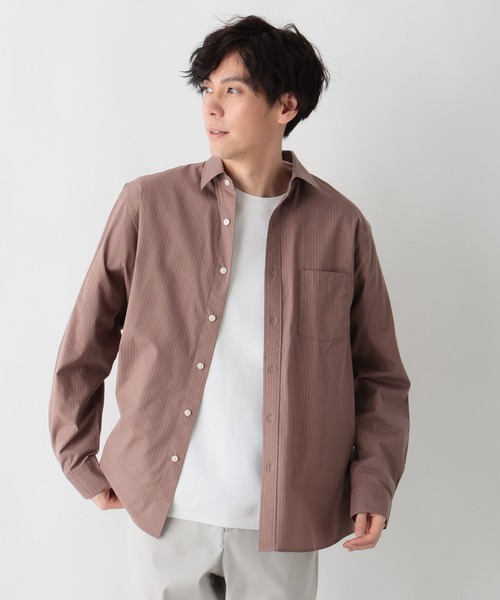 GLOBAL WORK（グローバルワーク）の「イージーケアブロードシャツ/601049（シャツ/ブラウス・メンズ・サックスブルー系6/ブラウン系6/ベージュ/ネイビー系9/オフホワイト/サックスブルー・LARGE/MEDIUM/SMALL/X-LARGE）」の3枚目の写真