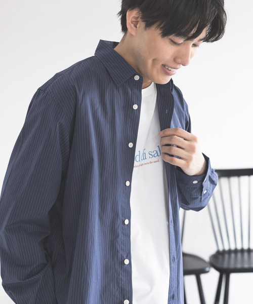 GLOBAL WORK（グローバルワーク）の「イージーケアブロードシャツ/601049（シャツ/ブラウス・メンズ・サックスブルー系6/ブラウン系6/ベージュ/ネイビー系9/オフホワイト/サックスブルー・LARGE/MEDIUM/SMALL/X-LARGE）」の5枚目の写真