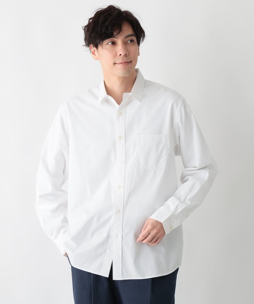 GLOBAL WORK（グローバルワーク）の「イージーケアブロードシャツ/601049（シャツ/ブラウス・メンズ・サックスブルー系6/ブラウン系6/ベージュ/ネイビー系9/オフホワイト/サックスブルー・LARGE/MEDIUM/SMALL/X-LARGE）」の2枚目の写真