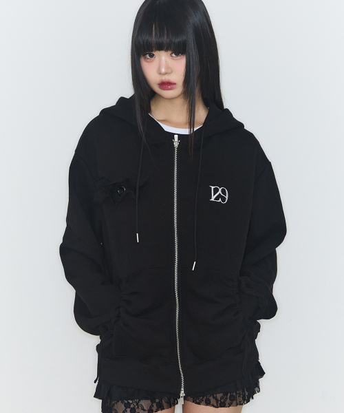 ILLIGO ブラックパーカーM セール】ピュアフリルフードジップアップブラック（パーカー）｜ILLIGO