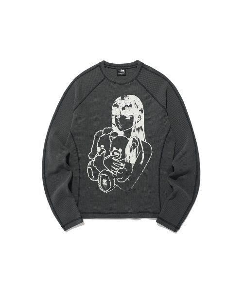 NICE GHOST CLUB(ナイスゴーストクラブ)の「DOLL AND THE GIRL WAFFLE L/S TEE_CHARCOAL(NG2ESUT550A)(Tシャツ/カットソー・レディース・その他・S/L/M)」の1枚目の写真