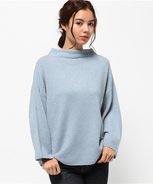 MOUSSY（マウジー）の「BOTTLE NECK LOOSE KNIT TOPS（ニット/セーター・レディース・ライトブルー/オフホワイト/キャメル・FREE）」の3枚目の写真