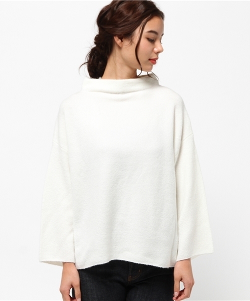 MOUSSY（マウジー）の「BOTTLE NECK LOOSE KNIT TOPS（ニット/セーター・レディース・ライトブルー/オフホワイト/キャメル・FREE）」の5枚目の写真