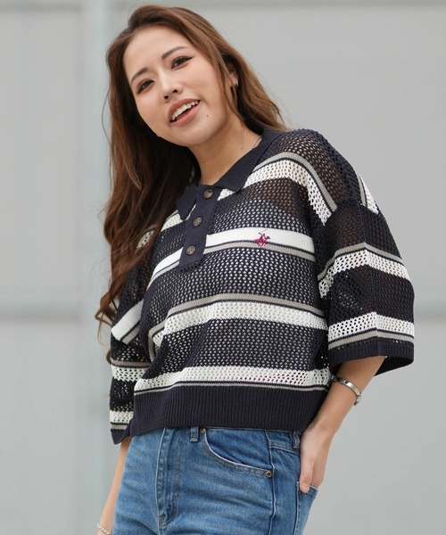 ムラサキスポーツ(ムラサキスポーツ)の「BEVERY HILLS P.C/ビバリーヒルズポロクラブ レディース 半袖 ポロシャツ 6287-9752(ポロシャツ・レディース・アイボリー/ライトグリーン/ネイビー・M)」の2枚目の写真