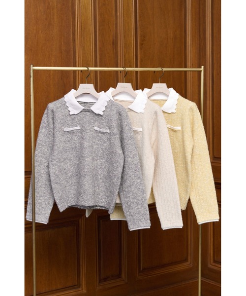 Petal-Edge Collar Knit Top（ニット/セーター）｜Her lip to（ハー