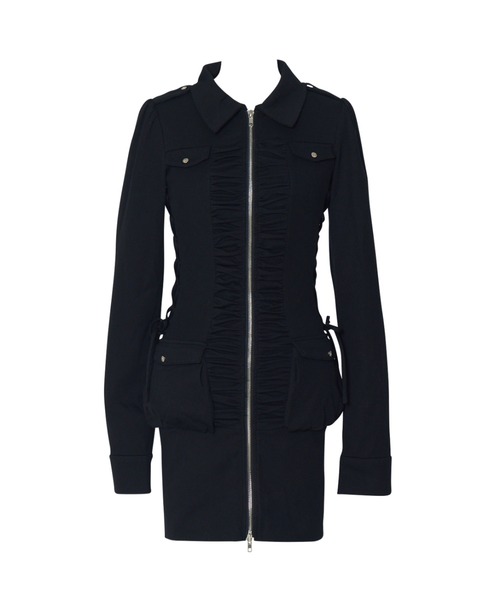 Zip-up shirt collar shirring one-piece（ワンピース）｜AVENCHUMU