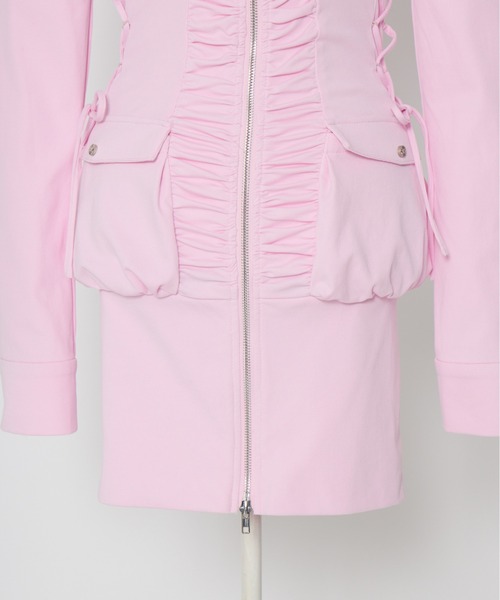 AVENCHUMU(アバンチュウム)の「Zip-up shirt collar shirring one-piece(ワンピース・レディース・ブラック/ピンク・XS/FREE)」の18枚目の写真