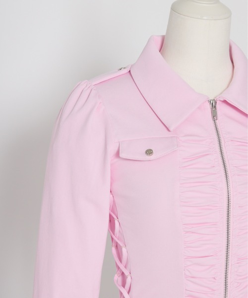 AVENCHUMU(アバンチュウム)の「Zip-up shirt collar shirring one-piece(ワンピース・レディース・ブラック/ピンク・XS/FREE)」の16枚目の写真