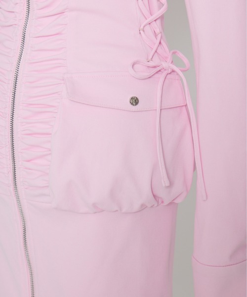 AVENCHUMU(アバンチュウム)の「Zip-up shirt collar shirring one-piece(ワンピース・レディース・ブラック/ピンク・XS/FREE)」の20枚目の写真