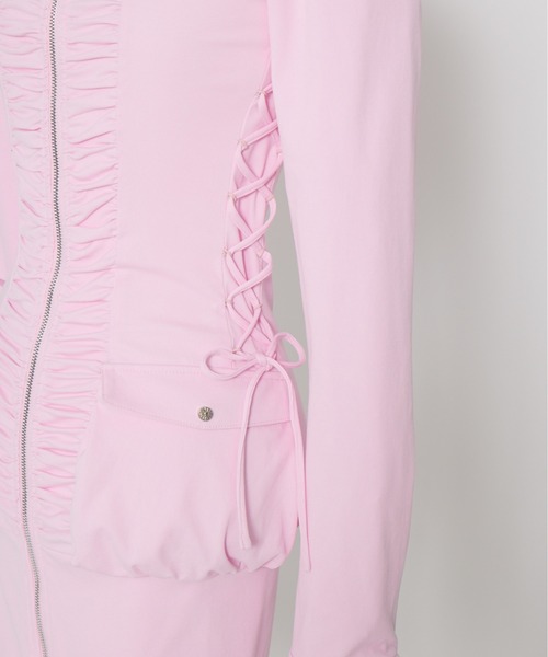 AVENCHUMU(アバンチュウム)の「Zip-up shirt collar shirring one-piece(ワンピース・レディース・ブラック/ピンク・XS/FREE)」の19枚目の写真
