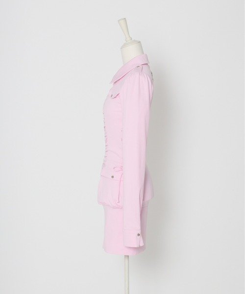 AVENCHUMU(アバンチュウム)の「Zip-up shirt collar shirring one-piece(ワンピース・レディース・ブラック/ピンク・XS/FREE)」の13枚目の写真