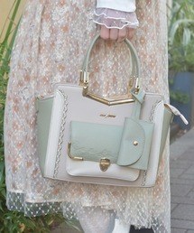 axes femme | エンボスフラップ配色バッグ(ボストンバッグ)