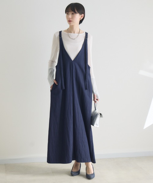 Paradise Picnic(パラダイスピクニック)の「cloche ショルダーテープジャンスカ(ジャンパースカート・レディース・ネイビー/ベージュ/ブラック・FREE)」の3枚目の写真
