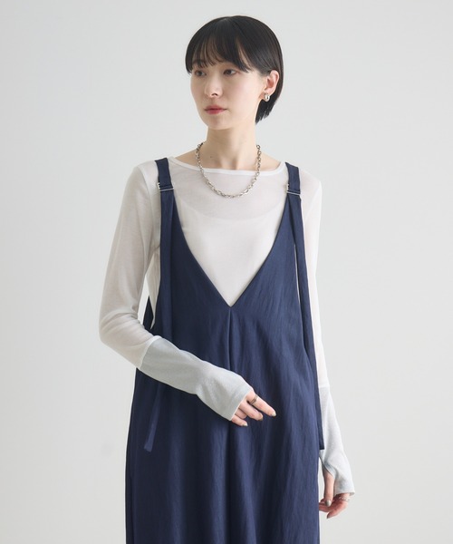 Paradise Picnic(パラダイスピクニック)の「cloche ショルダーテープジャンスカ(ジャンパースカート・レディース・ネイビー/ベージュ/ブラック・FREE)」の21枚目の写真