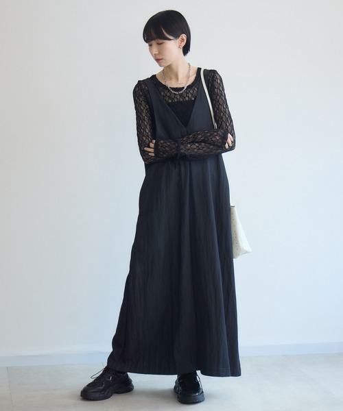 Paradise Picnic(パラダイスピクニック)の「cloche ショルダーテープジャンスカ(ジャンパースカート・レディース・ネイビー/ベージュ/ブラック・FREE)」の22枚目の写真