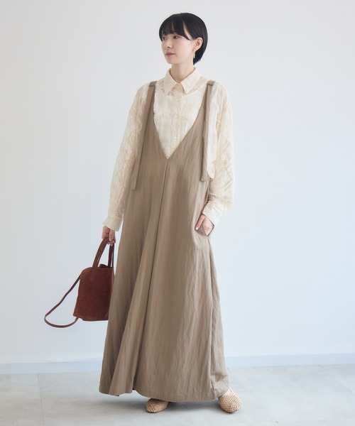 Paradise Picnic(パラダイスピクニック)の「cloche ショルダーテープジャンスカ(ジャンパースカート・レディース・ネイビー/ベージュ/ブラック・FREE)」の19枚目の写真