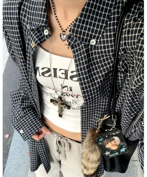 SHEENA（シーナ）の「グラフチェックゆったりシャツ（シャツ/ブラウス・レディース・ブラック・M）」の10枚目の写真