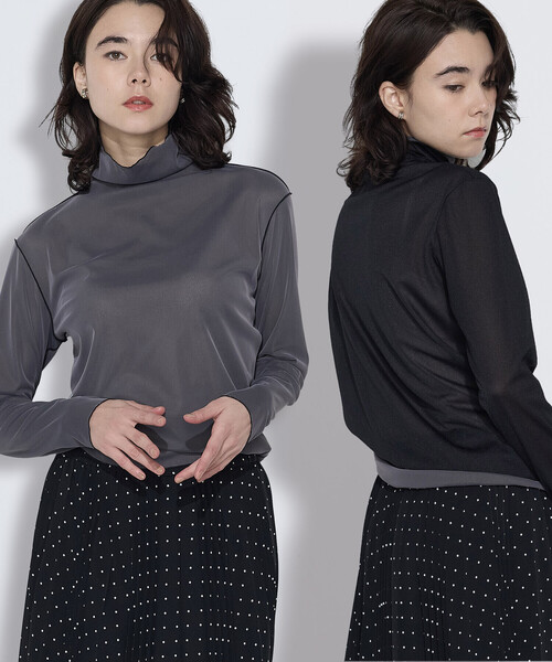 COMME CA(コムサ)の「ソフトチュール×ウーリー分繊トリコット広巾 プルオーバー(Tシャツ/カットソー・レディース・ピンク/ブルー/チャコール・9号/11号)」の4枚目の写真