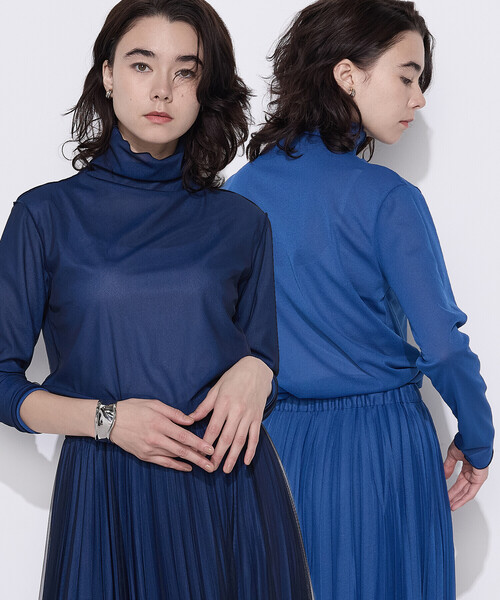 COMME CA(コムサ)の「ソフトチュール×ウーリー分繊トリコット広巾 プルオーバー(Tシャツ/カットソー・レディース・ピンク/ブルー/チャコール・9号/11号)」の5枚目の写真