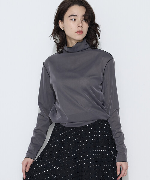 COMME CA(コムサ)の「ソフトチュール×ウーリー分繊トリコット広巾 プルオーバー(Tシャツ/カットソー・レディース・ピンク/ブルー/チャコール・9号/11号)」の9枚目の写真