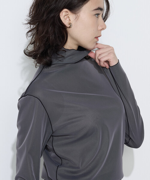 COMME CA(コムサ)の「ソフトチュール×ウーリー分繊トリコット広巾 プルオーバー(Tシャツ/カットソー・レディース・ピンク/ブルー/チャコール・9号/11号)」の10枚目の写真
