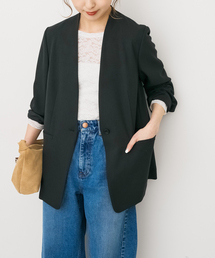 Spick & Span | トロストレッチVカラージャケット(ノーカラージャケット)