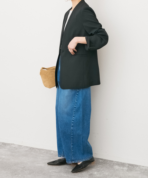 Spick & Span（スピックアンドスパン）の「トロストレッチVカラージャケット（ノーカラージャケット・レディース・ベージュ/ブラック・38/36/34）」の8枚目の写真