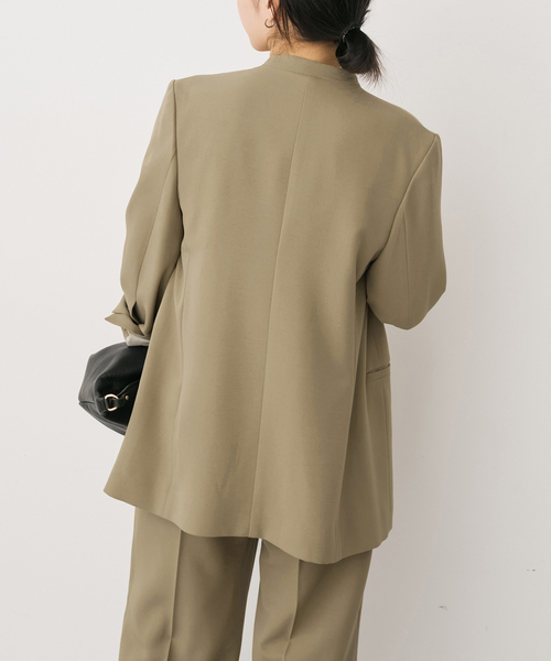 Spick & Span（スピックアンドスパン）の「トロストレッチVカラージャケット（ノーカラージャケット・レディース・ベージュ/ブラック・38/36/34）」の12枚目の写真