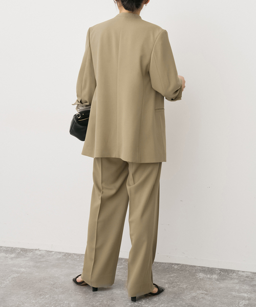 Spick & Span（スピックアンドスパン）の「トロストレッチVカラージャケット（ノーカラージャケット・レディース・ベージュ/ブラック・38/36/34）」の14枚目の写真