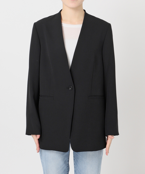 Spick & Span（スピックアンドスパン）の「トロストレッチVカラージャケット（ノーカラージャケット・レディース・ベージュ/ブラック・38/36/34）」の15枚目の写真